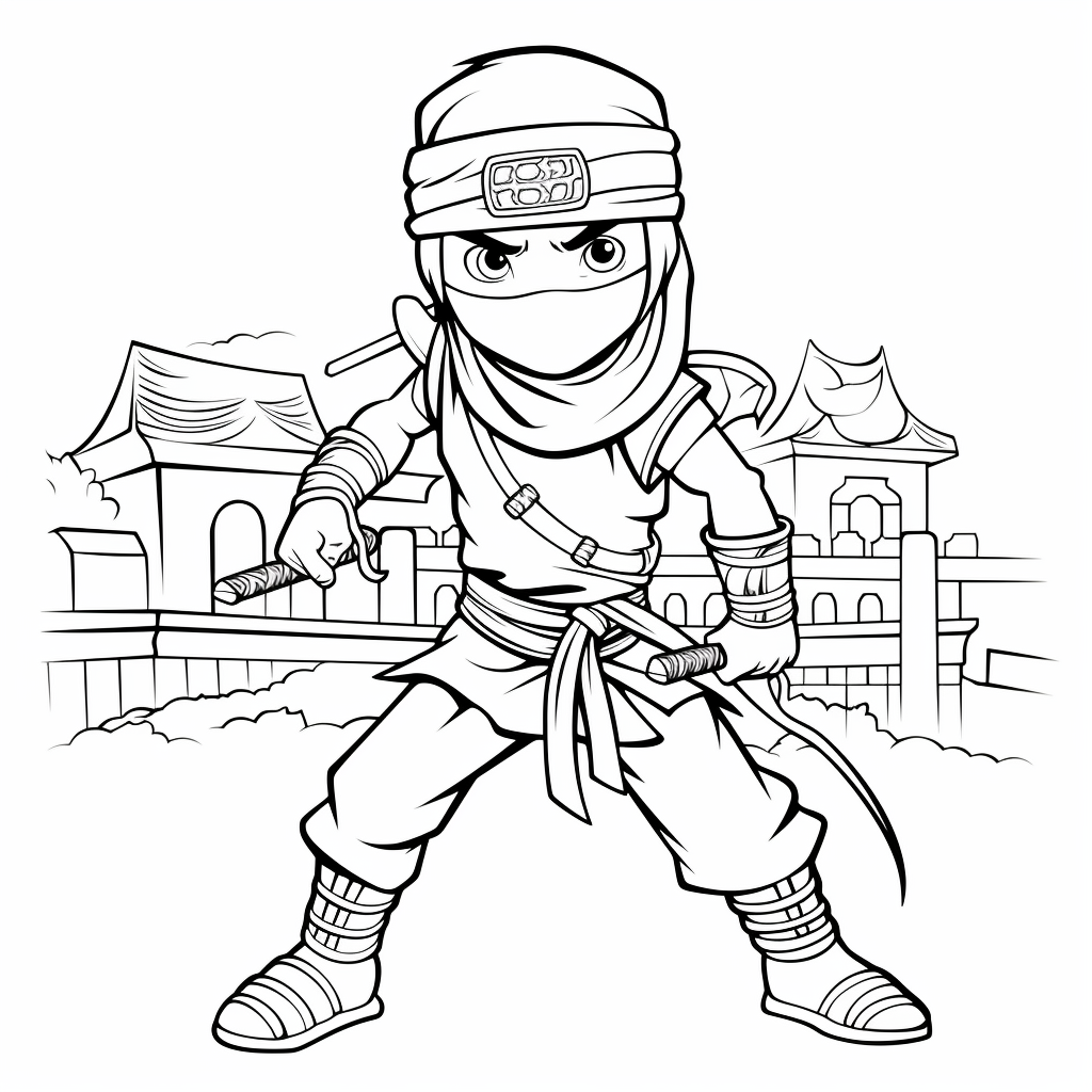 ninja w zamku kolorowanka