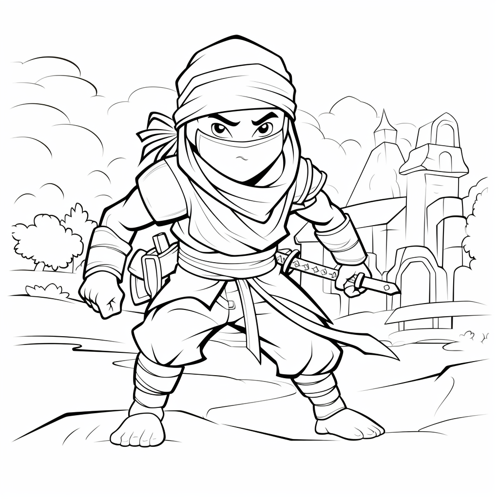 ninja z mieczem kolorowanka