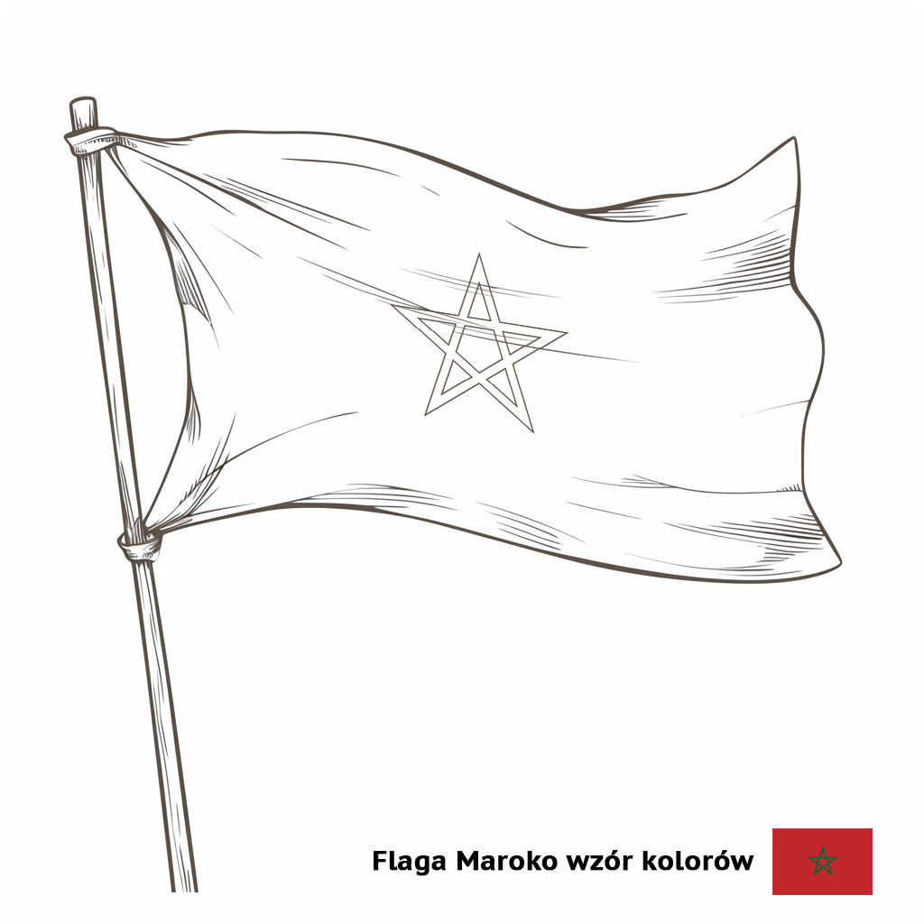 flaga maroko kolorowanka